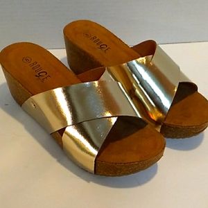 (NWT) GOLD MULES